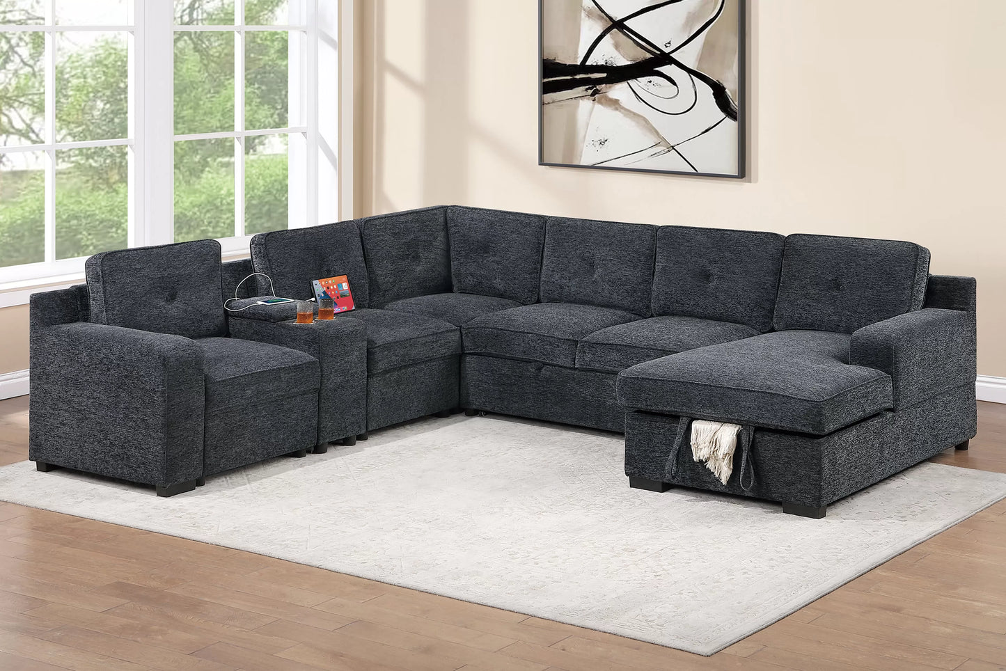 Dark Gray Sleeper Sectional
