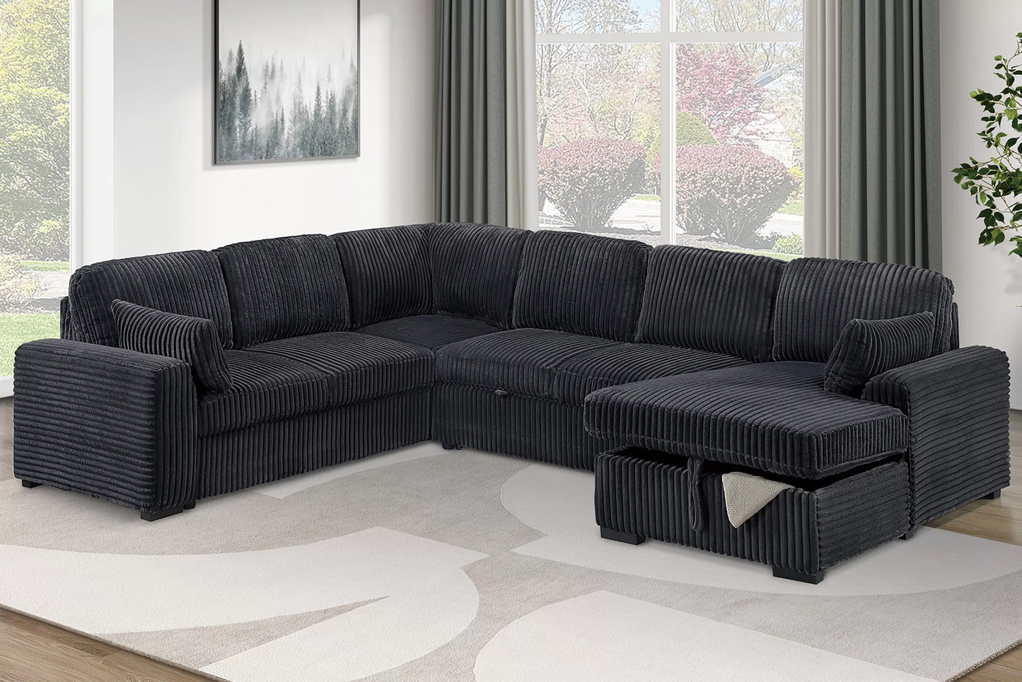 Black Sleeper Sectional
