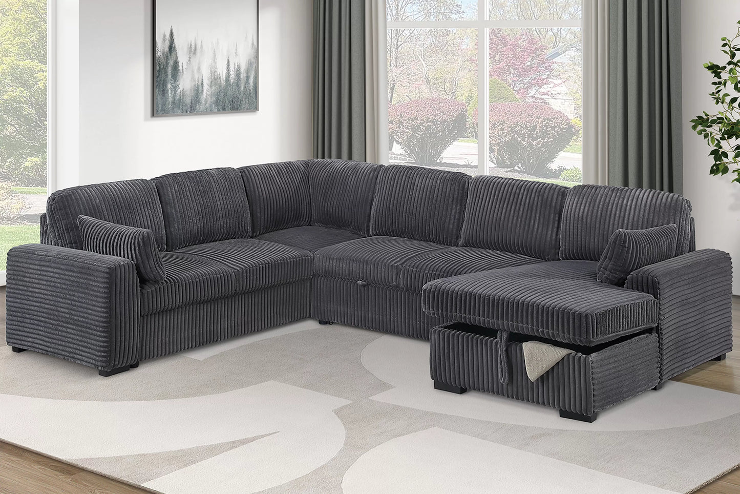 Charcoal Gray Sleeper Sectional