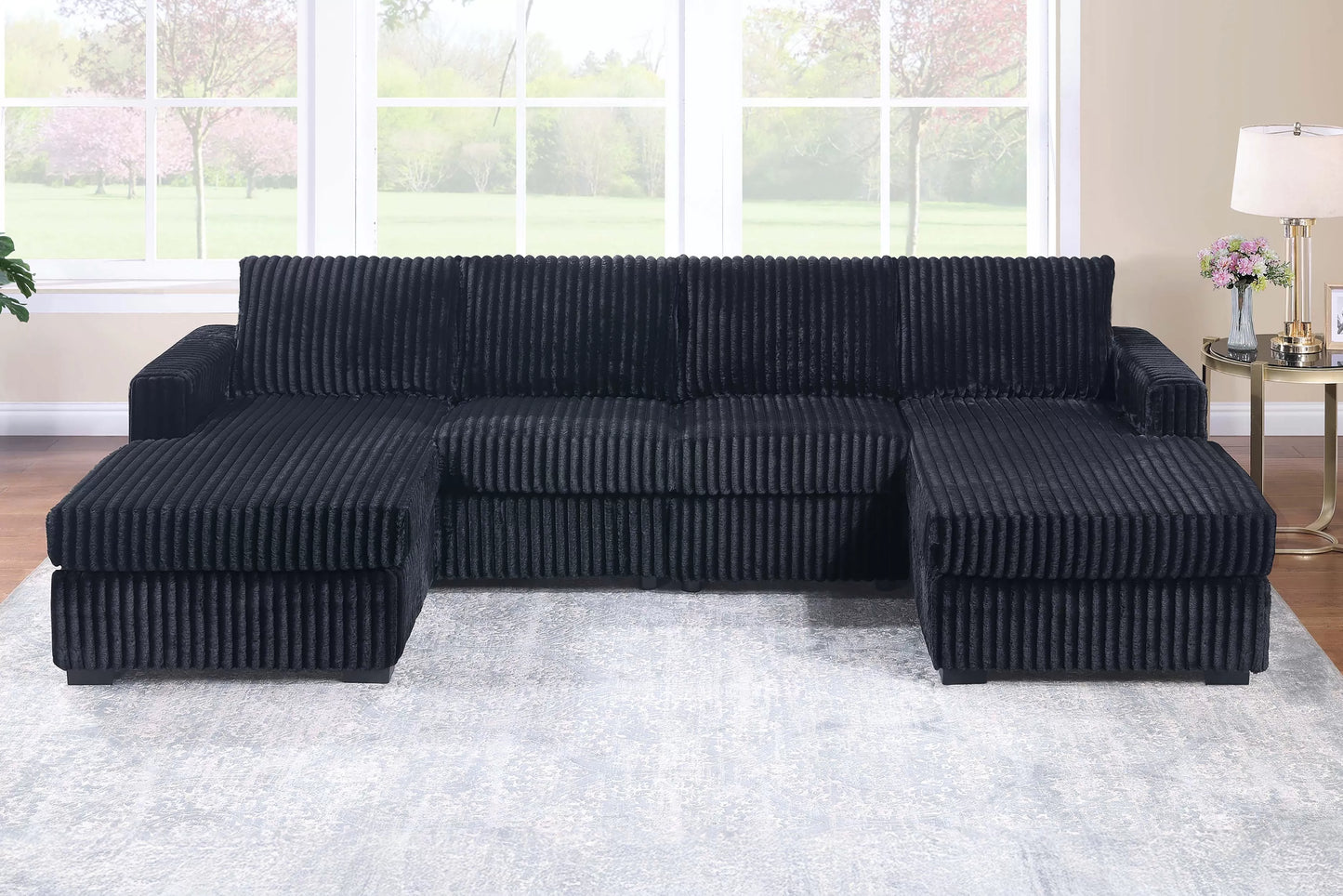 Black Double Chaise Sectional