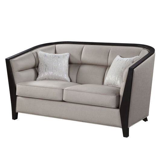 Zemocryss - Loveseat With 2 Pillows - Beige Fabric