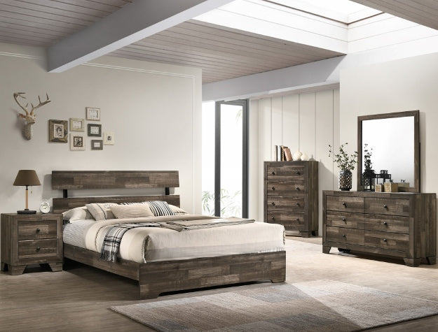 4 Piece rustic brown bedroom set