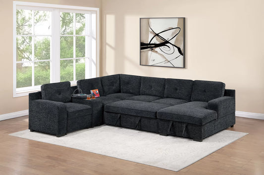 Large Black Sleeper Sectional