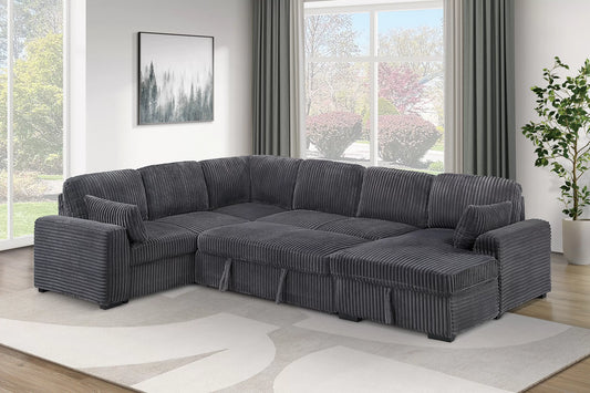 Charcoal Gray Sleeper Sectional
