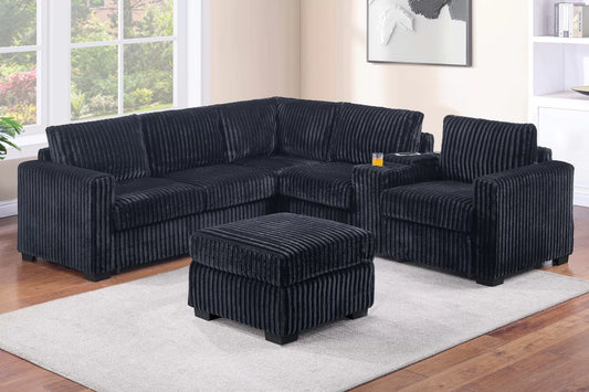 Black Comfy Sectional W/ console and ottoman