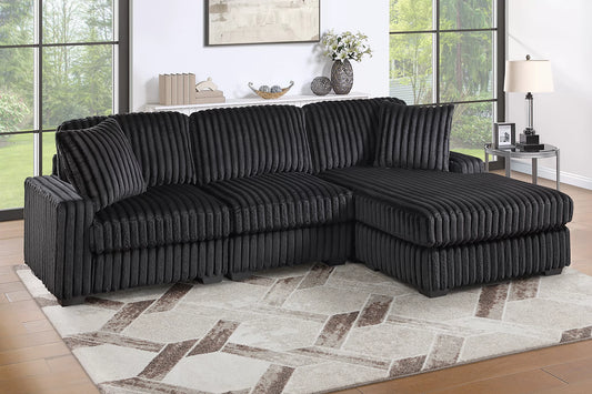 Comfy Black Reversible Chaise Sectional