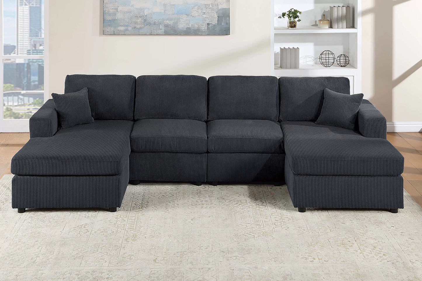Black Double Chaise Sectional