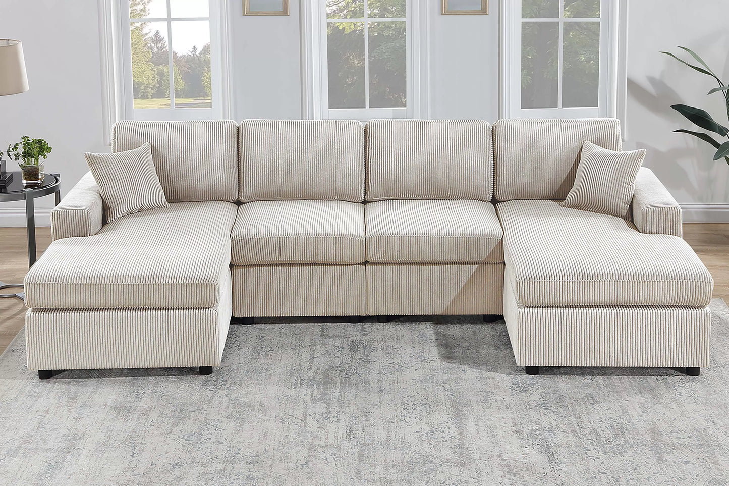 Cream Double chaise sectional