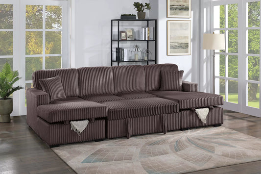 Brown double chaise storage sectional