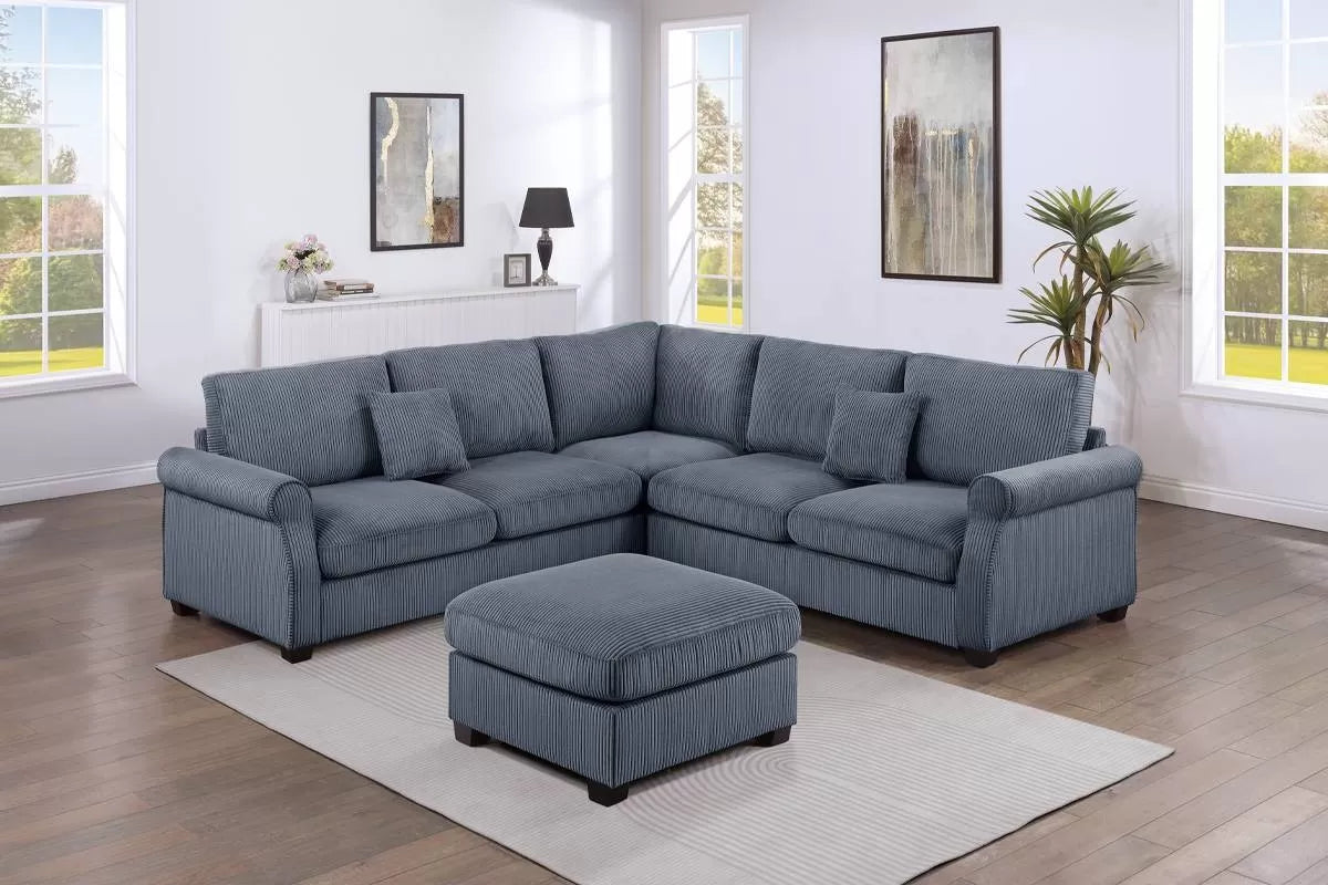 Slate gray sectional w/ ottoman