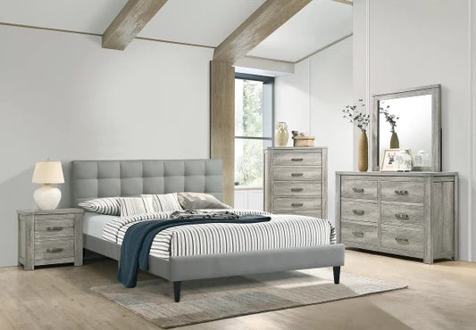 Modern Gray Upholstered Bedroom Set