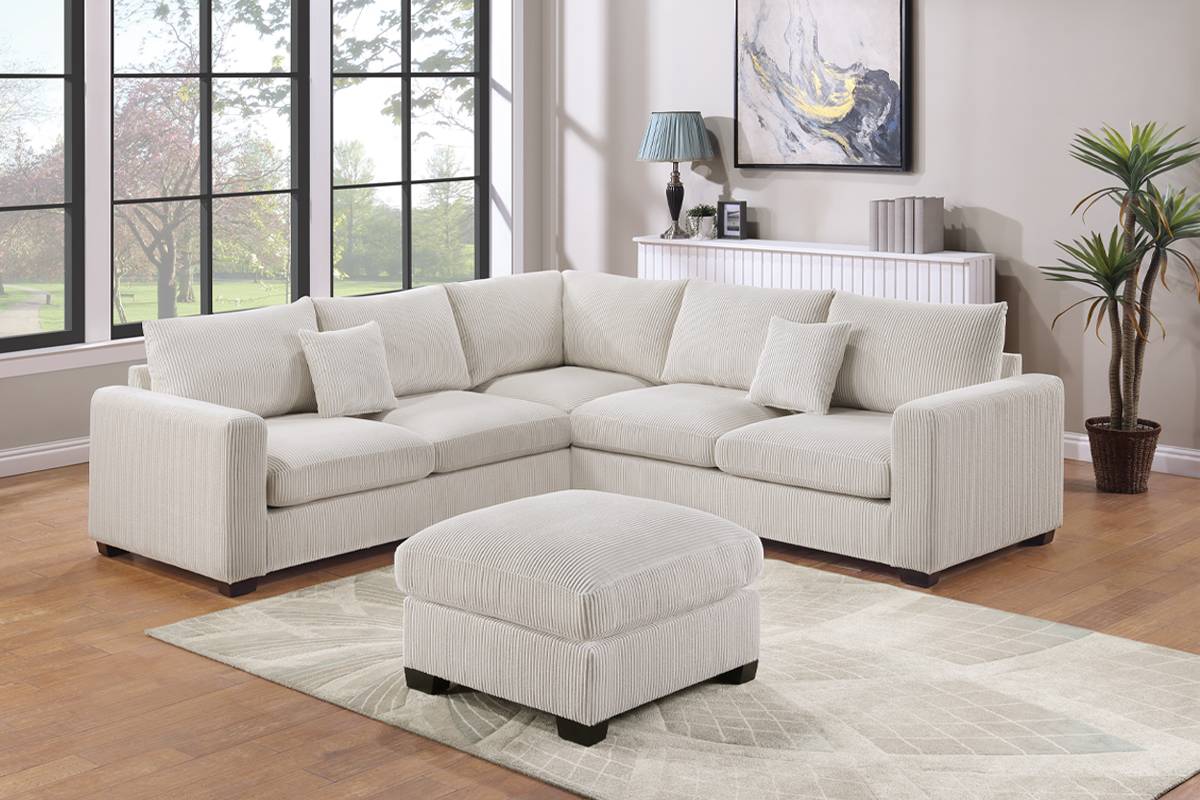 Cream sectional W/ ottoman