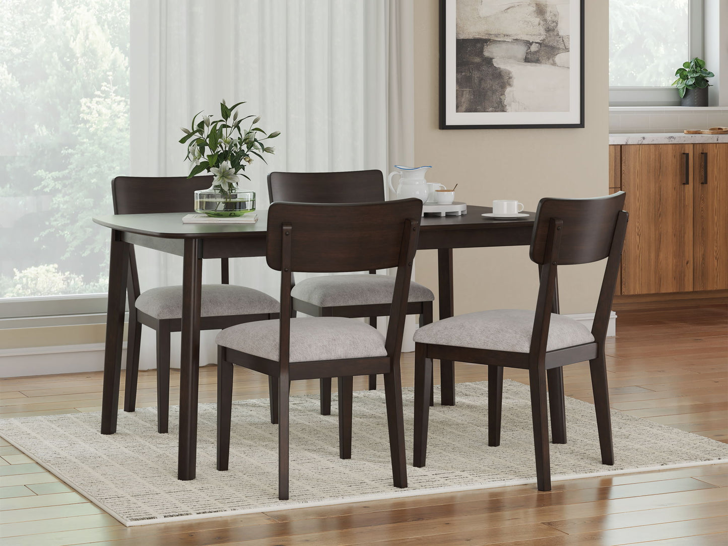 Shorbyn - Dining Room Table Set (Set of 5) - Merlot