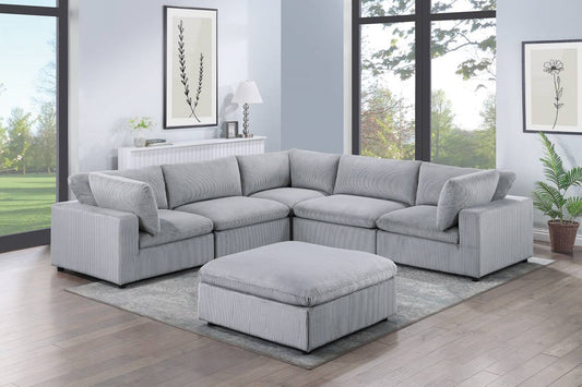 Gray Modular Cloud Sectional W/ Ottoman