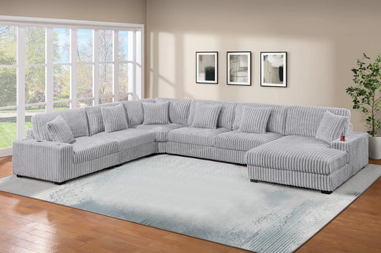 6 Piece Light Gray Modular Sectional w/ Chaise